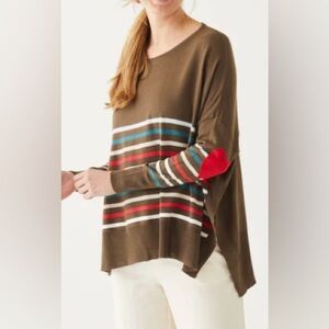 MERSEA Amour Long Sleeve Striped Sweater Green ONE SIZE